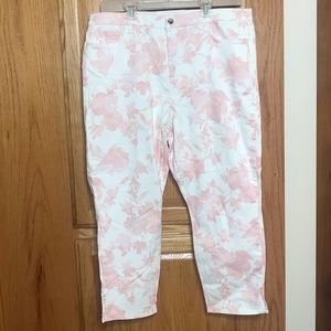 LAST CHANCE 7 For All Mankind Womens 18 Reg White Pink Foliage Flowers Cropped